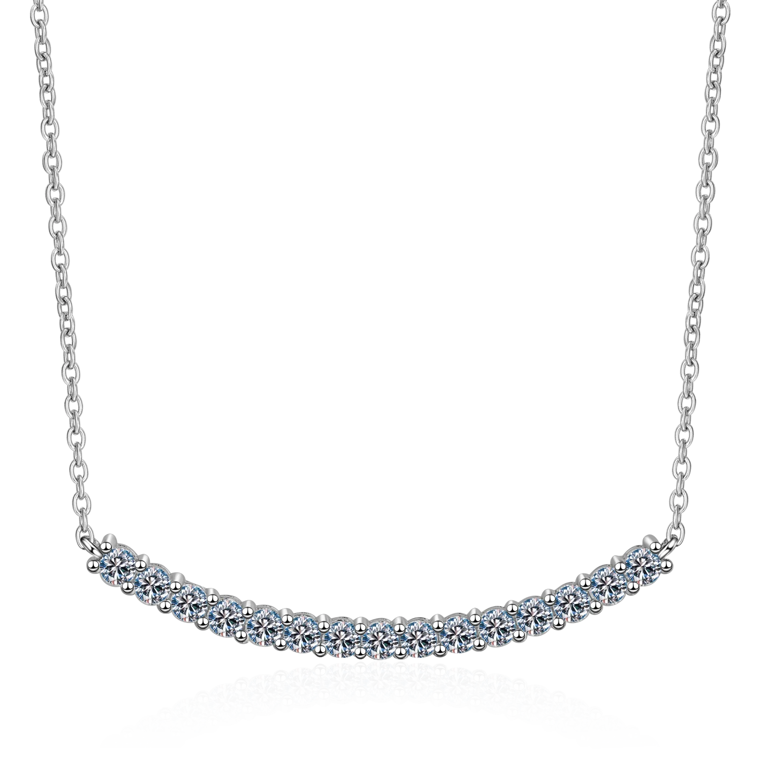 

Ожерелье женское из серебра 100% пробы с муассанитом 925 карат