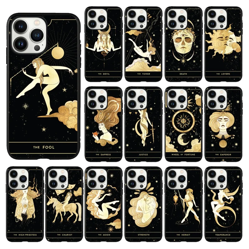 

Divine Feminine Tarot Phone Case for iPhone 14 13 12 11 Pro MAX X XS Max XR Mini SE 7 8 Plus Black Funda Coque Case