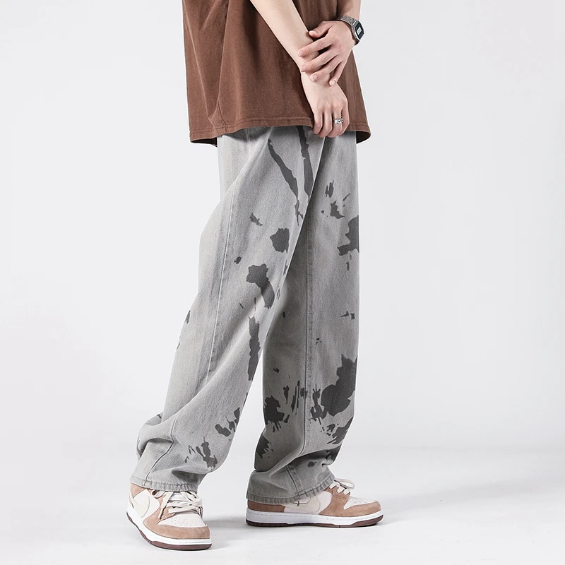 Streetwear Hip Hop Jeans Men 2022 Retro Casual Washed Wide Leg Pants Korean Oversized Straight Leg Mopping Y2K Trousers Women