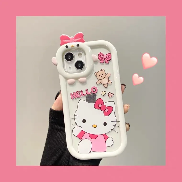 

Sanrio Hello Kitty Cartoon Lens Phone Cases For iPhone 14 13 12 11 Pro Max XR XS MAX 8 X 7 SE 2020 Anti-drop Back Cover Y2k Girl