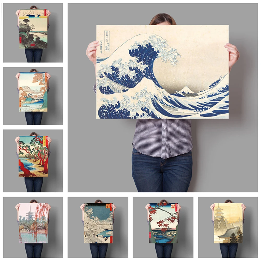 

Abstract Retro Japanese Landscape Series Samurai Bar Cafe Living Room Poster Home Decor Canvas Painting Print Wall Art Frameless