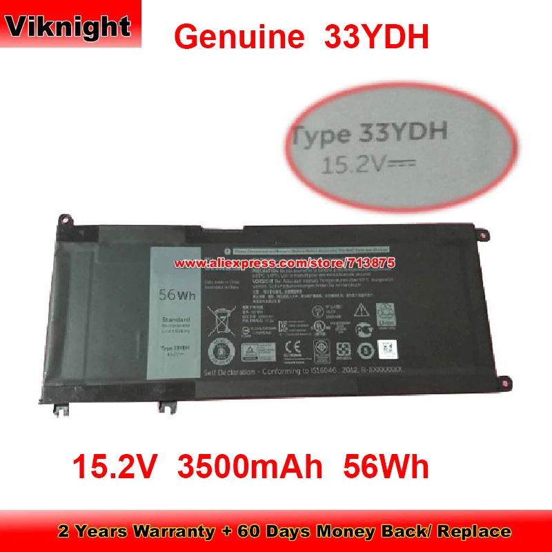 

Genuine 33YDH Battery P30E p72f for Dell g7 7588 G7 15 G5 15 5587 G3 3579 7773 Latitude 3480 3490 17-7779 15.2V 3500mAh 56Wh