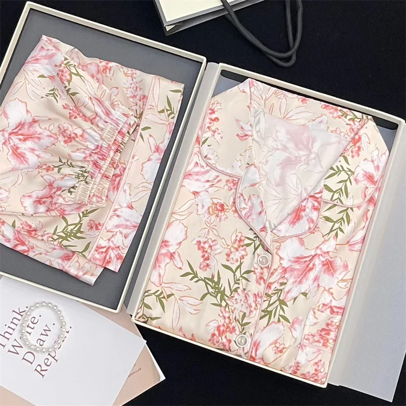 Элегантная летняя Пижама во французском стиле с коротким рукавом и лиловым