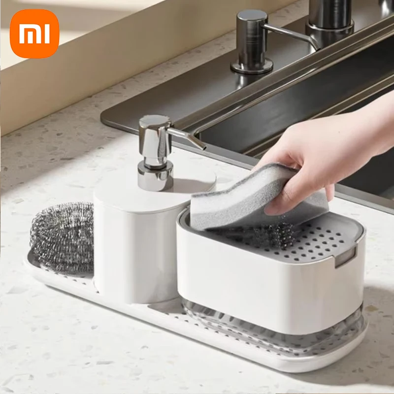 Дозатор для кухонного мыла Xiaomi 3 в 1 контейнер насоса жидкого с держателем губки