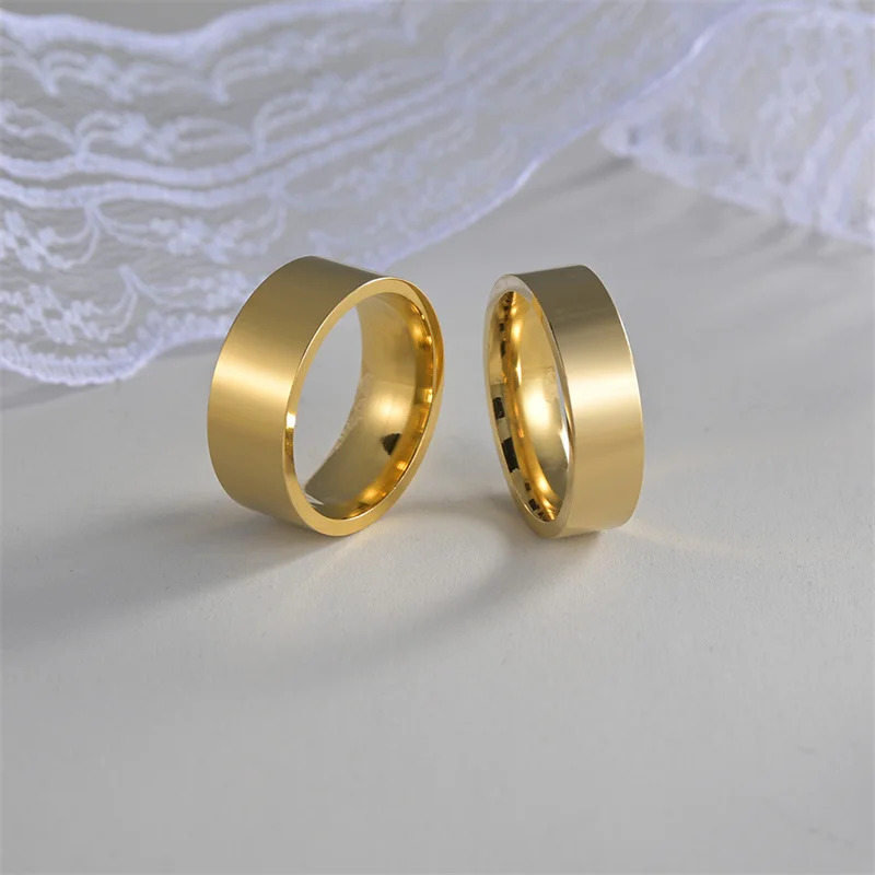 

2023 New European and American Stainless Steel Jewelry 4MM6MM8MM Glossy Ring Wholesale Fashion Simple Gold Silver Black Jewelry