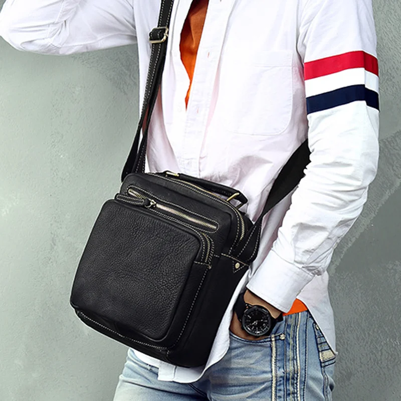 Handmade original leather messenger bag men's shoulder bag casual leather handbag Korean version of the trend personality men's