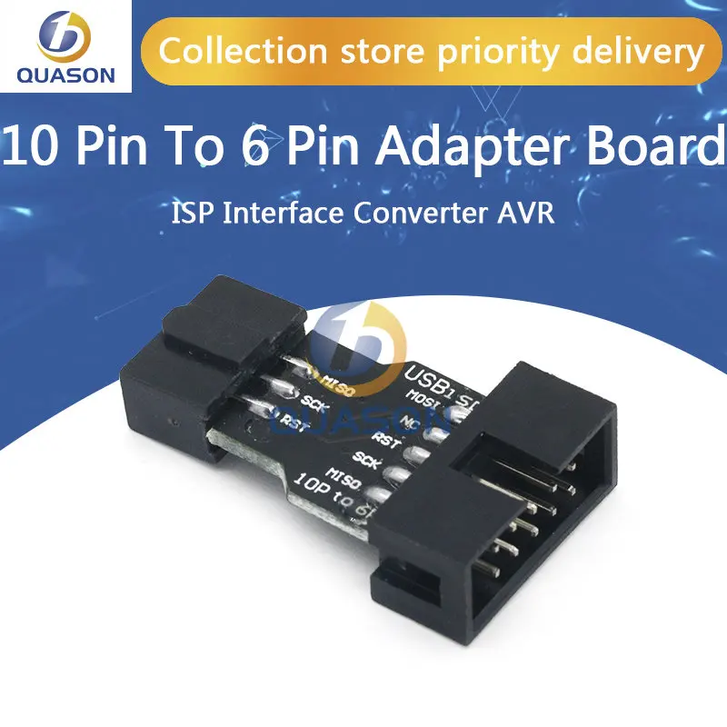 Переходная плата 10Pin в 6PiN, преобразователь в стандартный 10-6-контактный адаптер для ATMEL STK500 AVRISP USBASP ISP преобразователь интерфейса AVR