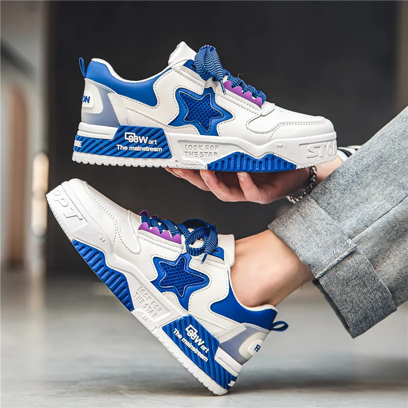 Fashion Yellow Star Chunky Mens Skateboard Sneakers Non-slip Breathable Men Casual Sports Shoes Comfortable Man Trendy Sneakers