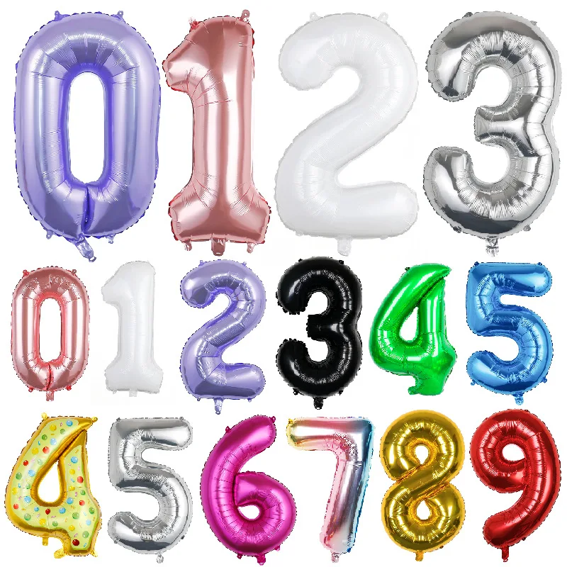 

32/40 Inch Rose Gold Silver Color Digital Balloon Baby Shower Children's Birthday Party Supplies Wedding Anniversary Celebration
