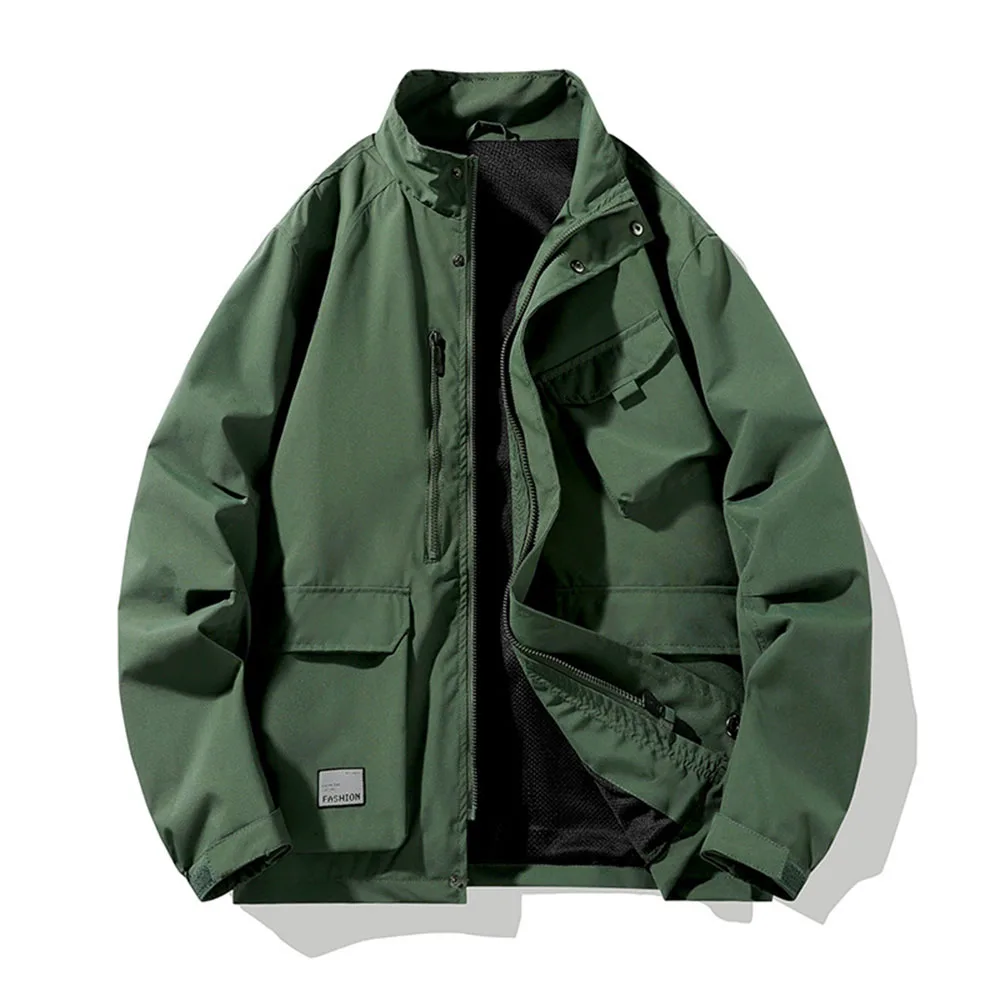 

KOODAO Men's Jackets Outerwear Thin Fashion Casuals Slim Fit Jacket Polyester for Spring and Autumn,Black/Green/Brown