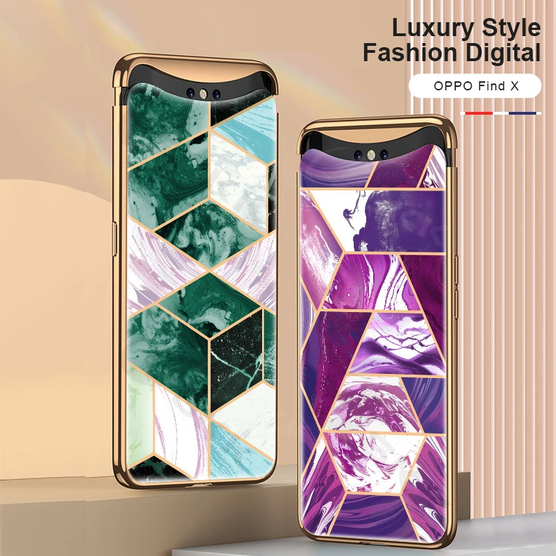 

GKK Original Case For OPPO Find X Case Tempered Glass Pattern Anti-knock Plating Edge Protection For OPPO Find X Cover Fundas