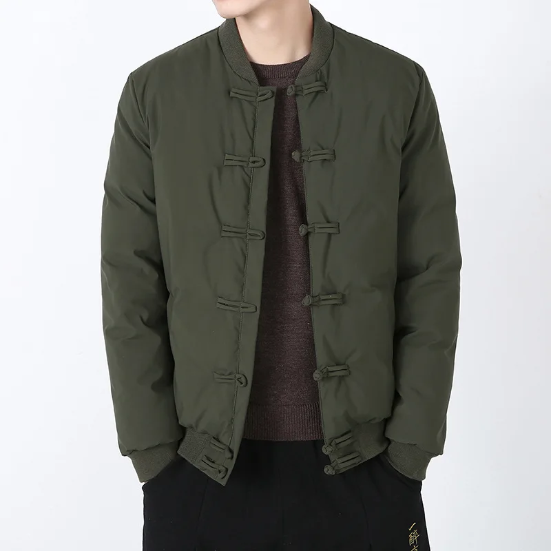 

LUCLESAM Men's Buckle Jackets Chinese Style Thicked Tang Suit Cotton Padded Large Size Winter Fashion Male Warm Cotton Clothes