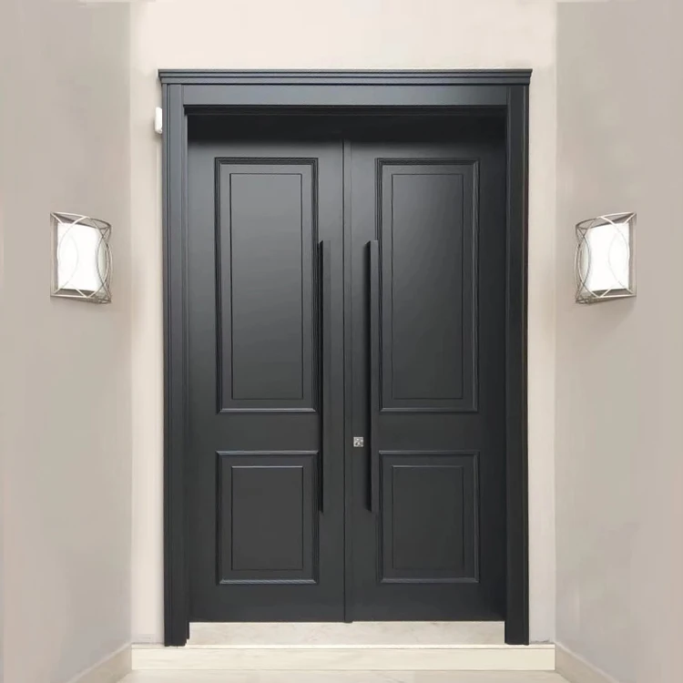 Prettywood Традиционный дизайн Внешняя твердая деревянная входная дверь с двойными