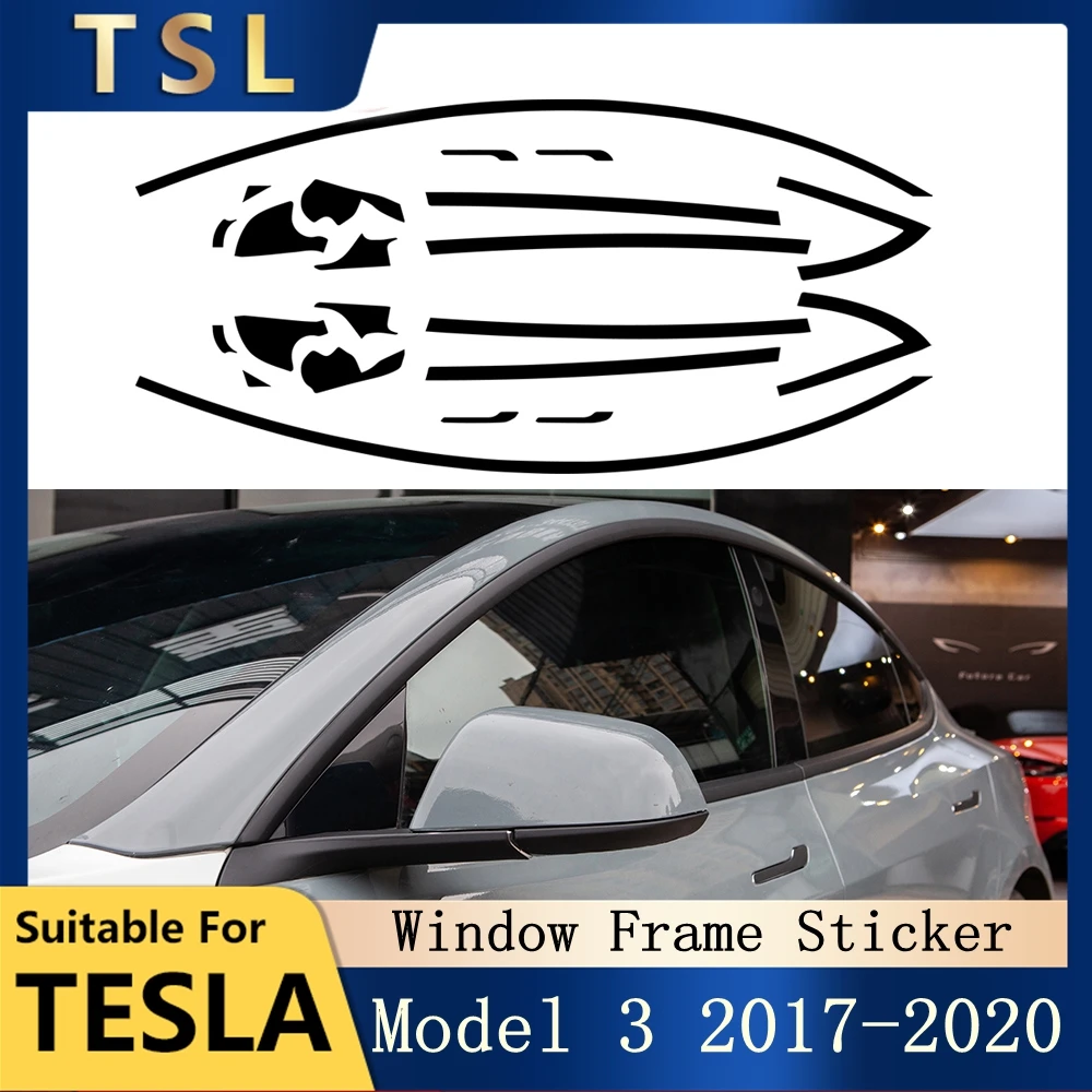 

Наклейка на окно автомобиля Tesla Model 3 2017-2022, аксессуары для внешнего декора, дверная ручка из ПВХ, черные защитные накладки