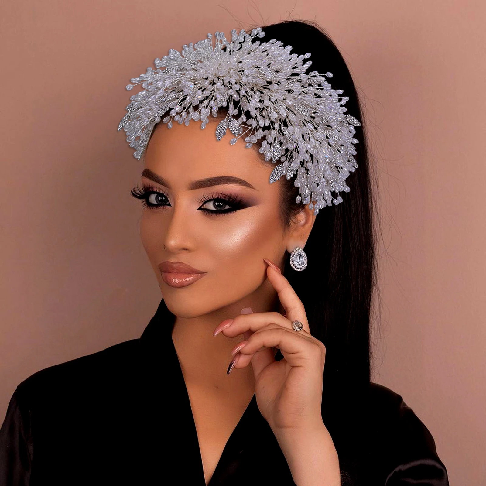 

Sumptuous Crystal Bridal Crown Vintage Wedding Headdress Woman Wedding Head Accessories Handmade Beads Tiara Hair Jewelries