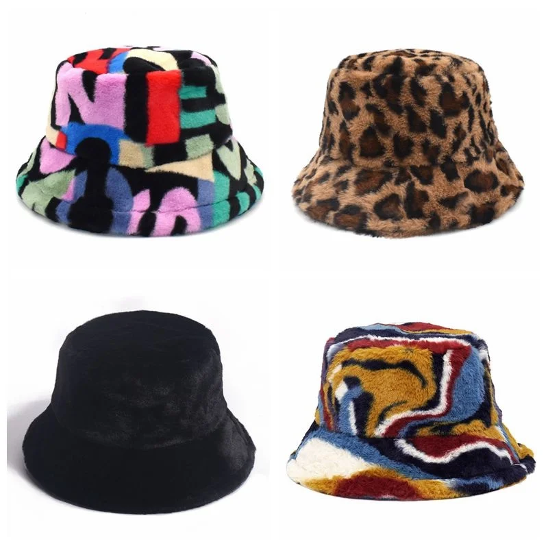 

Winter Bucket Hat For Women Pink Panama Soft Warm s Female Vintage Faux Fur Fisherman Women's Fashion Cap Dropshipping