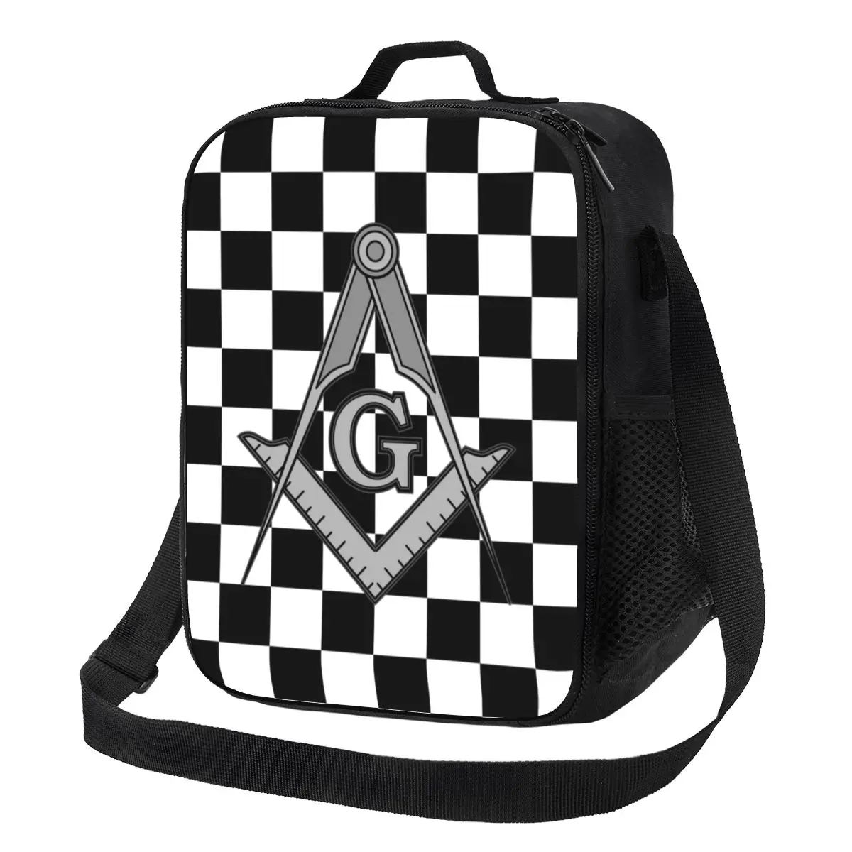

Custom Freemason Square And Compass Masonic Lunch Bag Men Women Thermal Cooler Insulated Lunch Boxes for Kids School Children