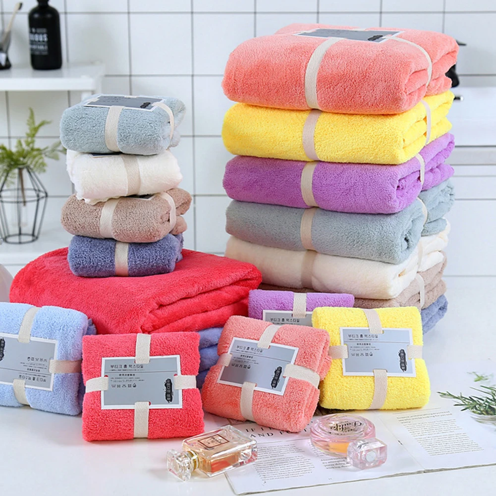

Coral Fleece Towel Set Soft And Absorbent Bath Towel Thickened BeachTowel Home Microfiber Towel Hair Drying Towel