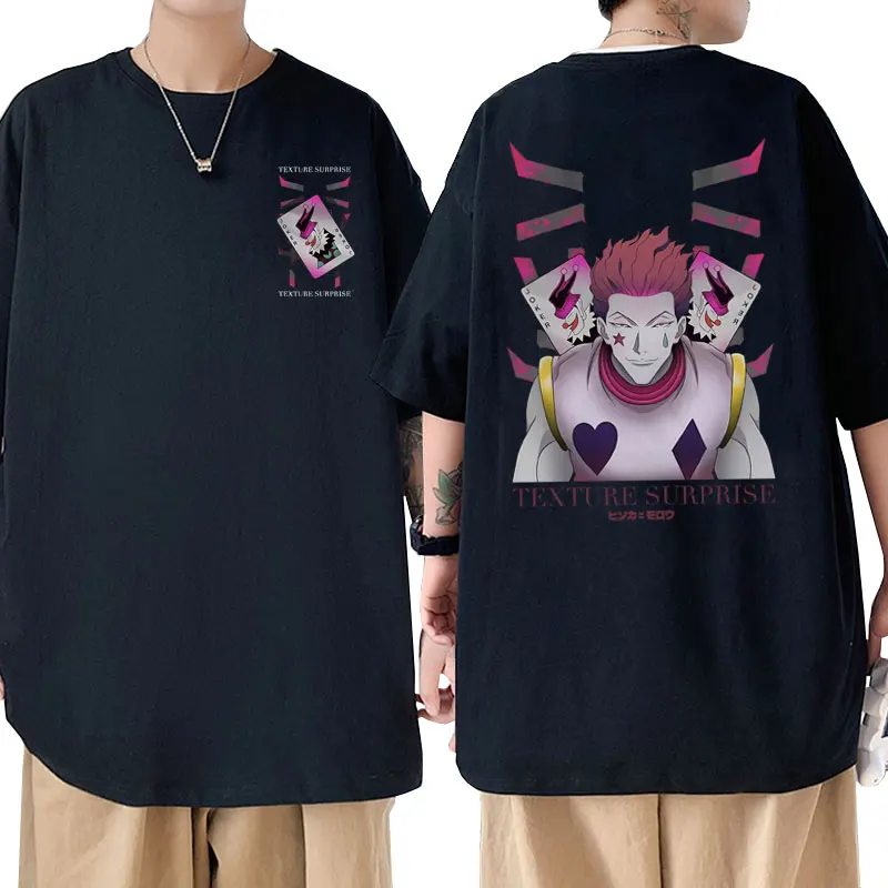 

Japanese Anime Hunter X Hunter Hisoka Double Sided Print T Shirts Men's Oversized T-shirts Short Sleeve Men Manga Vintage Tshirt