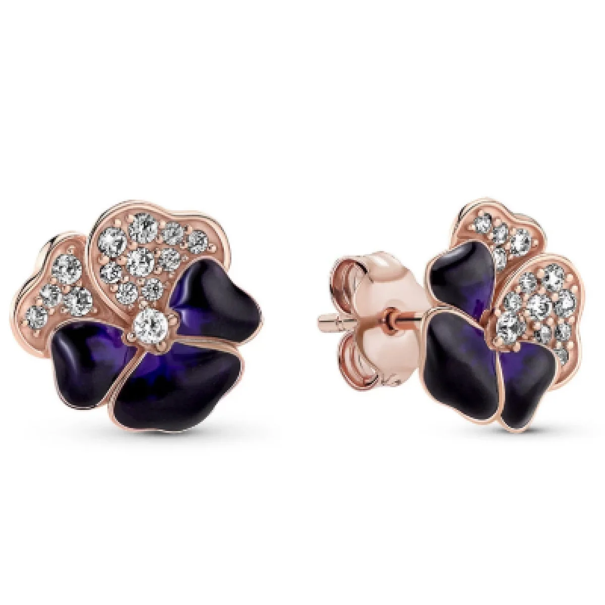 

Original Deep Purple Pansy Flower Stud Earring with Crystal for WomenEarring Wedding Gift Europe Jewelry Wholesale