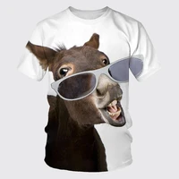 new funny retro donkey 3d printing mens womens childrens t shirt cute animal breathable light summer sports top