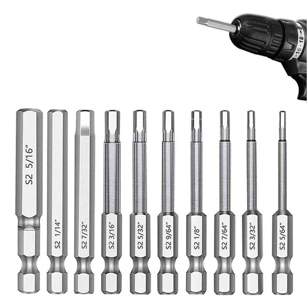 

20PCS Hex Head Allen Wrench Drill Bit Set 1/4 Inch Hex Shank S2 Steel Magnetic Long Drill Bits Shank Screwdriver Bit Set
