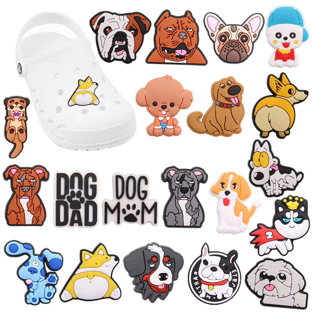 

Mix 50PCS PVC Kawaii Animal Buckle Clog Kinds Of Dog Mom Dad Croc Jibz Fit Wristbands Garden Shoes Button Decorations Kid Gift
