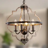 Ganeed Rustic Farmhouse Metal Chandelier Lighting Distressed Wood Ceiling Light Fixture Kitchen Entryway Foyer -4 Lights
