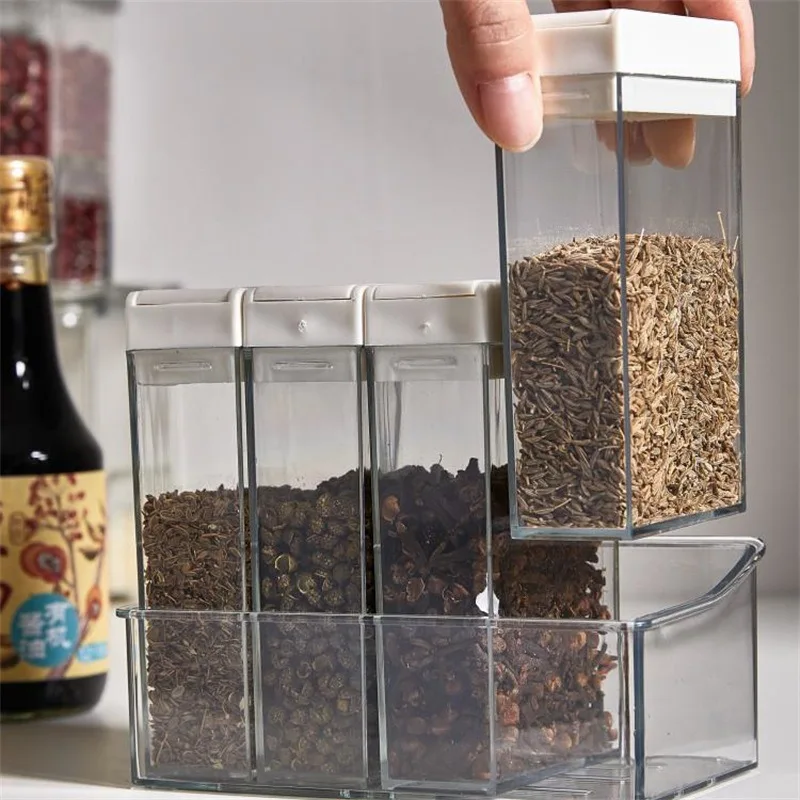 

Condiment Box Combination Set Household Kitchen Supplies Salt, Sugar, Monosodium Glutamate, Four Compartments, Receptacle
