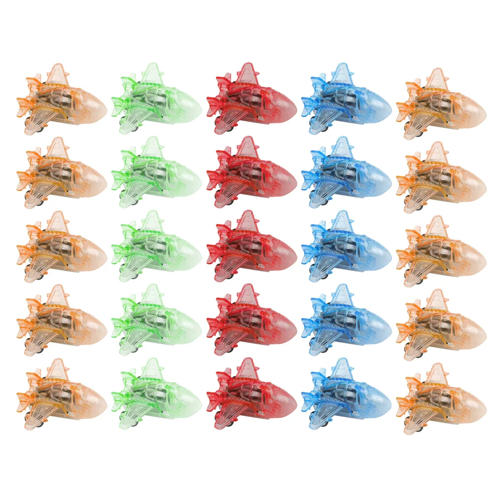 

25pcs Cartoon Aircraft Toys Transparent Plastic Inertia (Random Color)