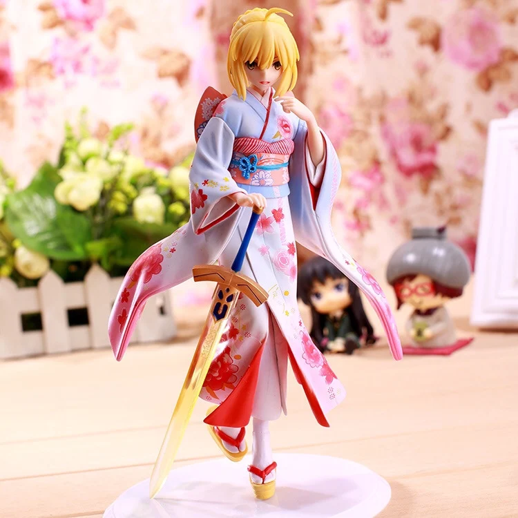 

25cm Fate Stay Night Saber Kimono Ver. 1/7 Scale Action Figure Saber Sexy Girl Anime Figure Saber Figurine Collectible Model Toy