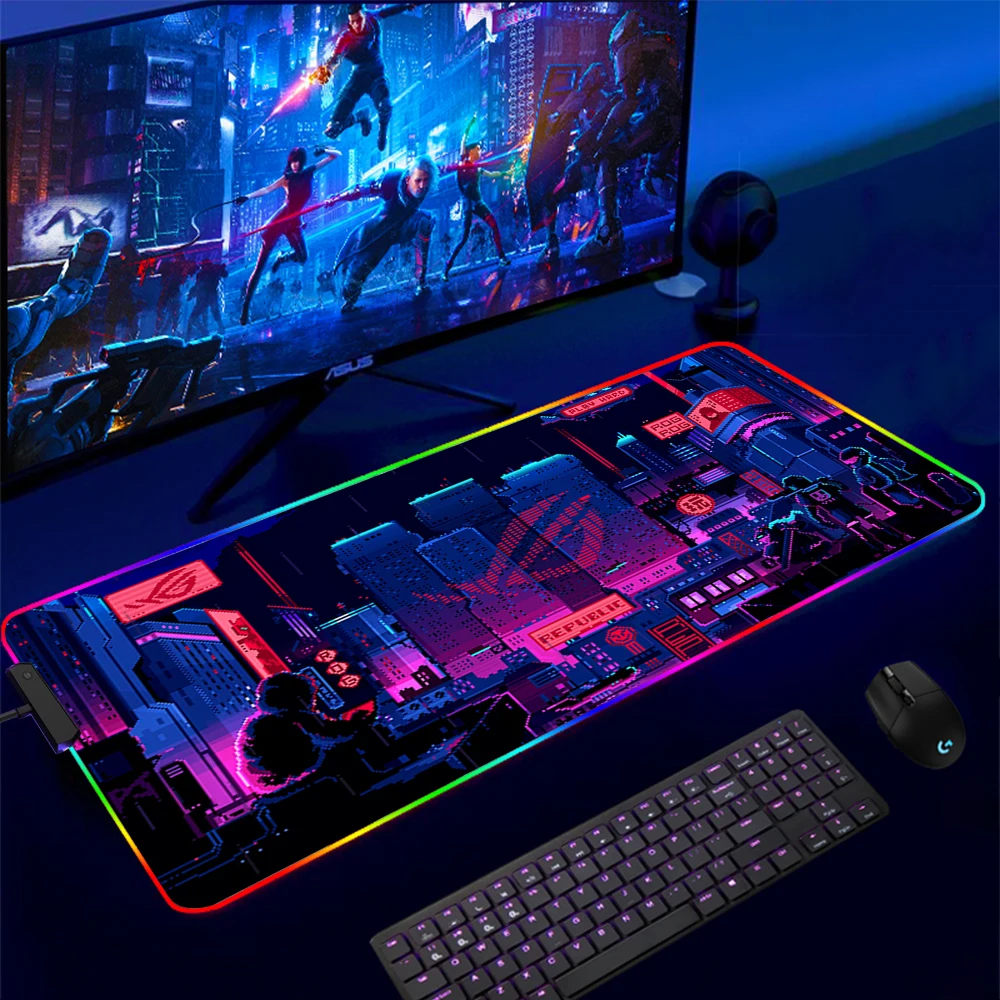 

ASUS ROG Gaming Mousepad Game Slipmat RGB Led Setup Gamer Decoration Cool Glowing Mouse Mat Pc Republic of Gamers with Cable Rug