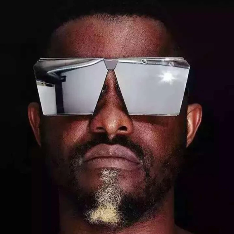 Женские/мужские солнцезащитные очки с плоскими квадратными линзами цвет в