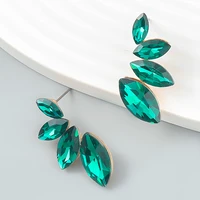 new fashion glass rhinestone geometric earrings womens popular cute stud earrings banquet jewelry accessories