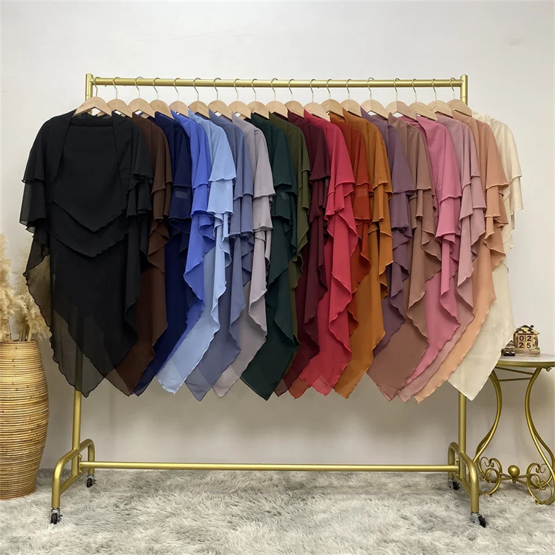 

Abayas for Women Muslim Plain Treble Khimar Hijab Caps Scarf Headcover Prayer Garment Headdress Dubai Saudi Turkey Indonesia