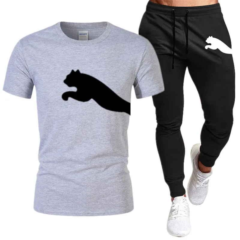 

Men's printed T-shirt and pants set, 2023 summer sportswear two-piece brand sportswear round neck short sleeved clothing