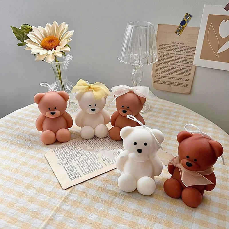 

3D Toy Bear Silicone Candle Mold DIY Soap Aromatherapy Candle Moulds Fondant Cake Border Chocolate Mould Baking Accessories