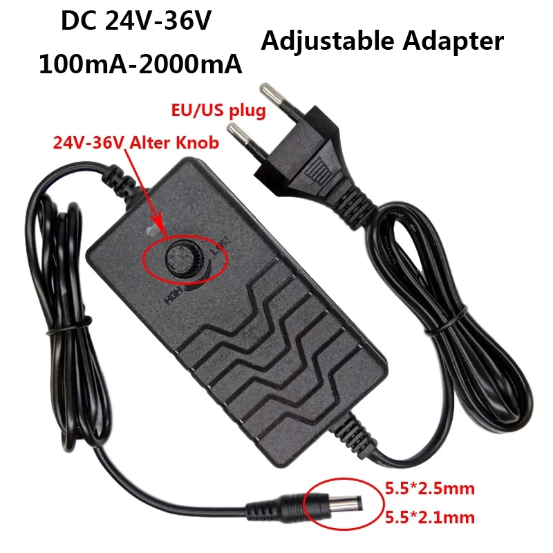 

Adjustable Power Adapter Supply 24V To 36V 24 36 Volt 26V 30V 31V 32V 34V 35V AC DC Adaptor 100mA-2000mA 2A EU US Plug Adaptador