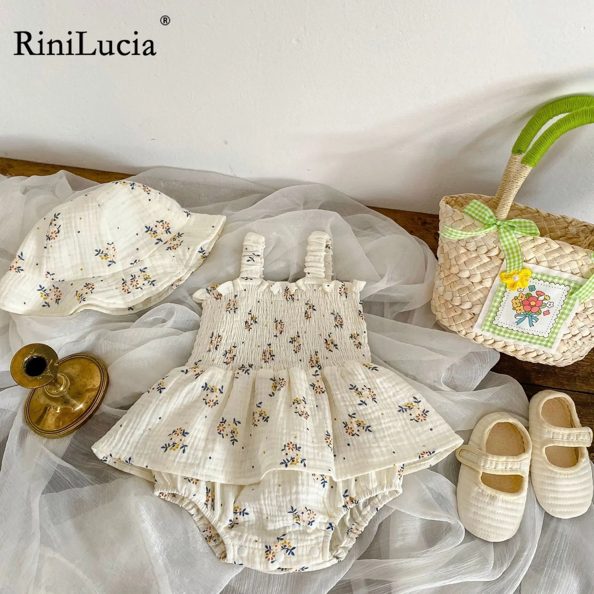 

newborn baby toddler girl romper dresss spring summer floral ruffle jumpsuit kids sleeveless bodysuit children clothes