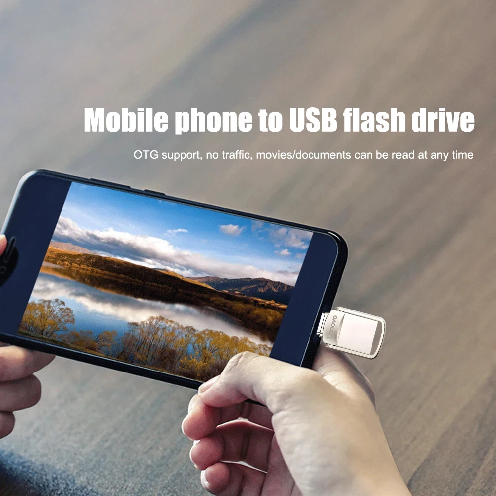 Фото Мини-флеш-накопитель Lenovo 2 в 1, 512 ГБ, OTG, USB 3.1, высокоскоростной, Type-C, для телефона и компьютера №4