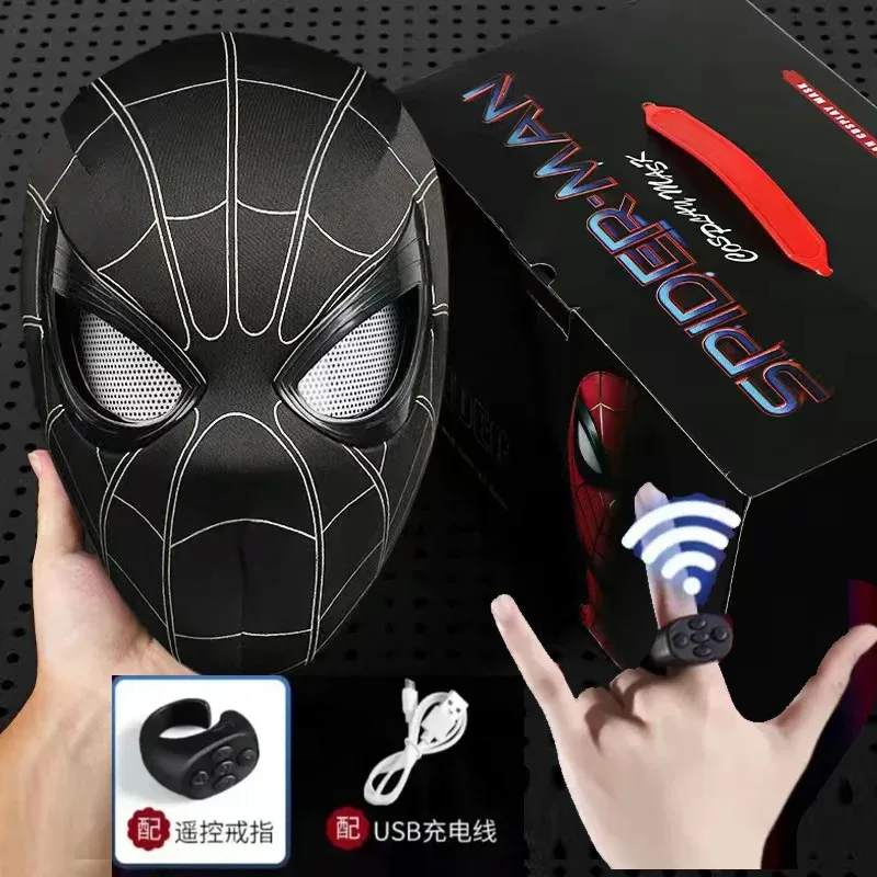 Фото Лидер продаж Marvel, удивительная маска для косплея «Человек-паук», шлем, электрическое кольцо, светящаяся фигурка для глаз, Коллекционная модель, игрушки, подарки №4