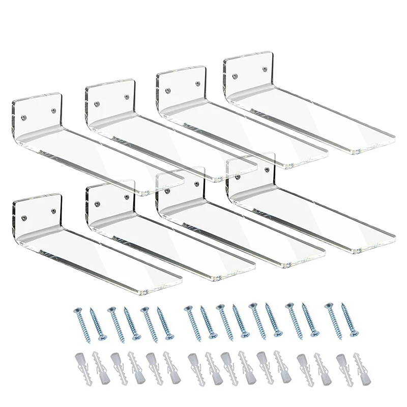 

Floating Shoe Display Shelves For Wall Mount, Set Of 8-Clear Acrylic Floating Shelf For Showcase Sneaker Collection