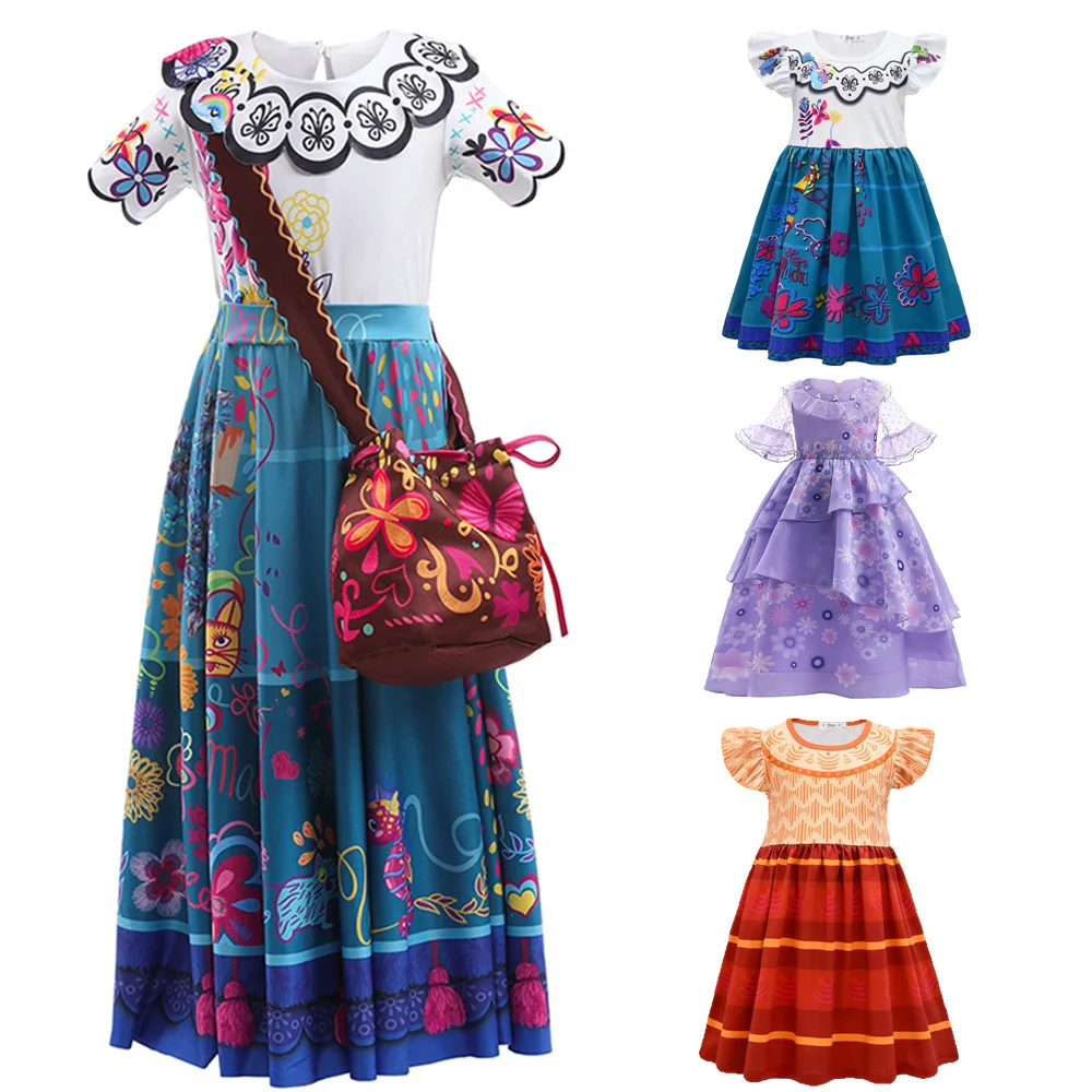 

New Baby Girls Encanto Mirabel Madrigal Pepa Isabela Dolores Cosplay Costume Dress For Carnival Halloween Princess Party dresses