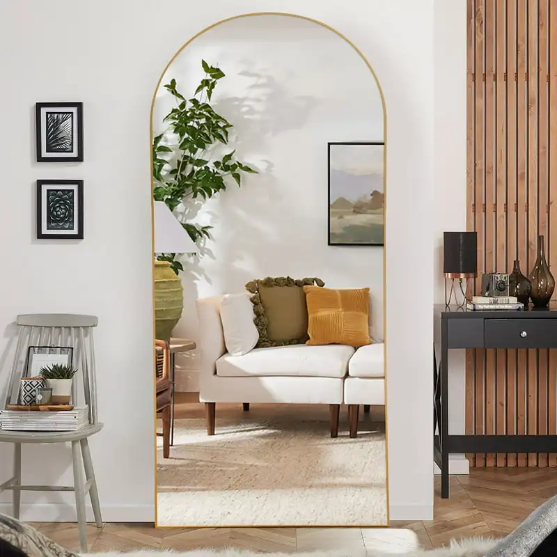 

Aluminum Alloy Full-length Mirror Arch Decorative Mirror Gold