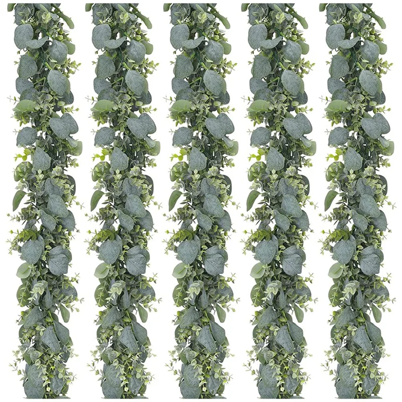 

5 Pcs 5.5Ft Artificial Eucalyptus Garland Silver Eucalyptus Greenery Garland Vines Table Runner for Wedding