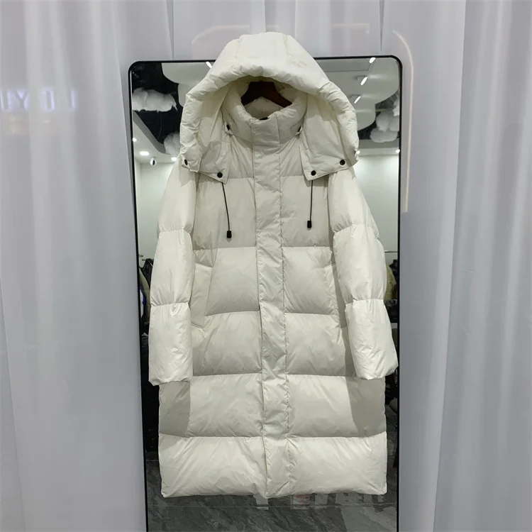 New 2023 Woman Duck Down Coat Long Parkas for Ladies Female Girls Winter -30 Thick Windbreaker Hooded Extra Large Oversize 90kgs