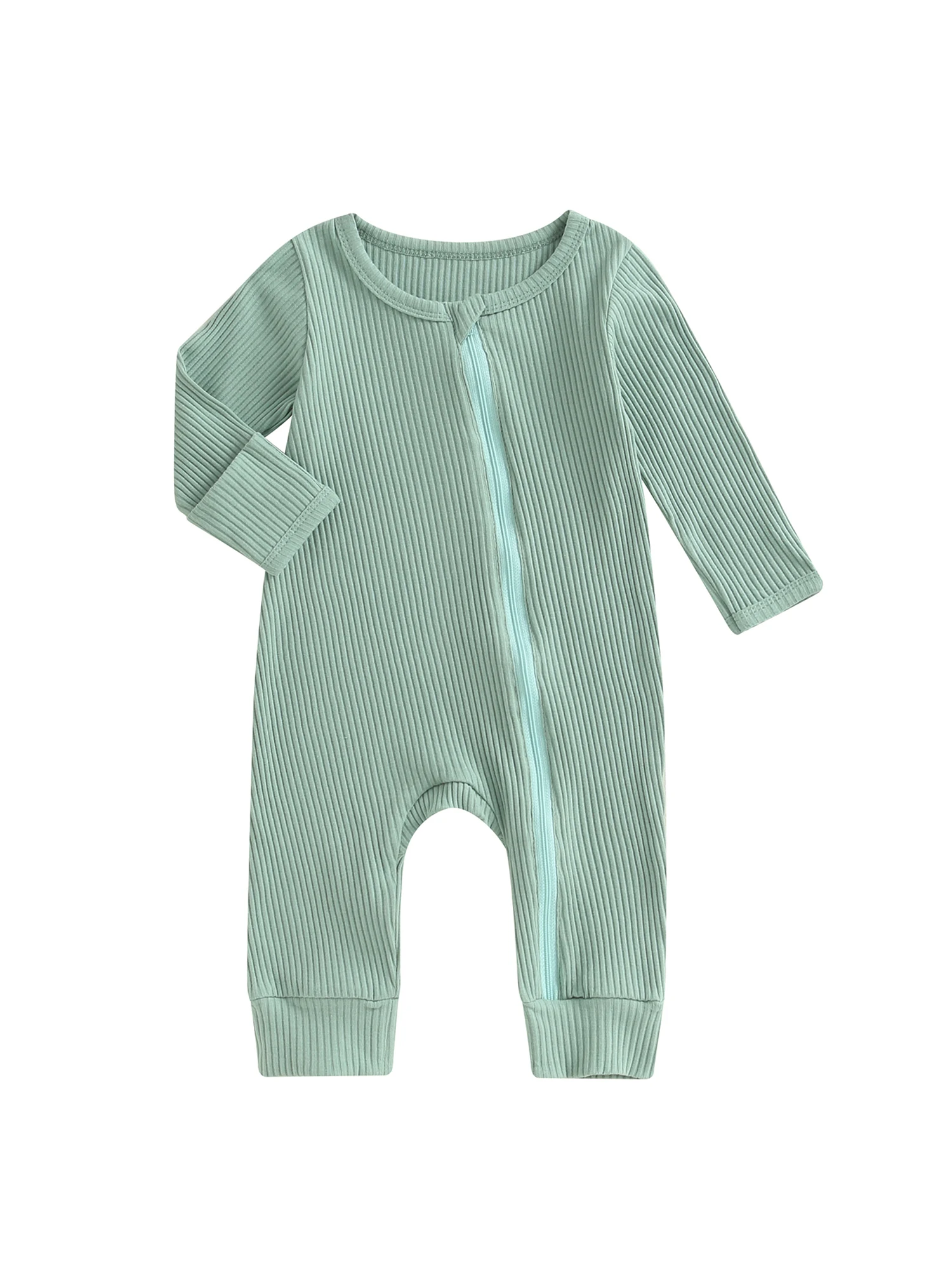 

Versatile Footless Jumpsuit for Infants Gender-Neutral Long Sleeve Romper with 2-Way Zipper Ideal for 0-24 Months