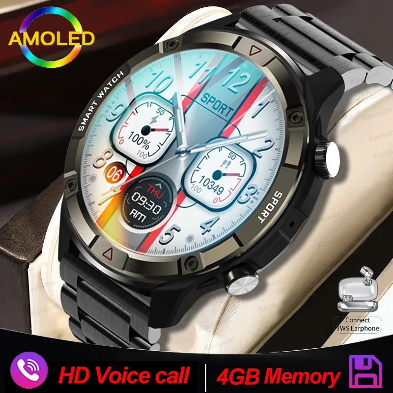 

Smart Watch Men 2023 New 1.6" AMOLED Display Military Sport Watches 4G ROM Custom dial Bluetooth Call Smart Clock Men Smartwatch