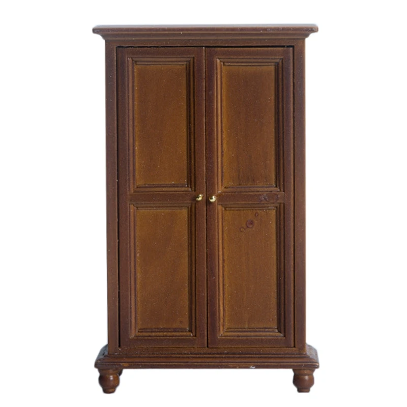 

1/12 Miniature Doll House Bedroom Double Door Wardrobe Furniture Decoration DIY Dollhouse Decoration Accessories