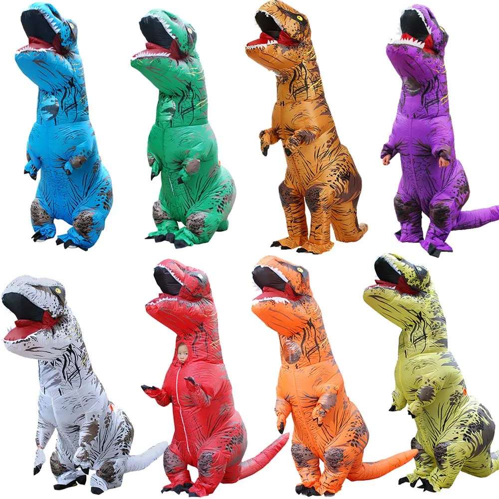 Halloween T-Rex Dinosaur Inflatable Costume Mascot Cartoon Doll Props Cosplay for Adult Kid Cosplay Christmas Funny Suits